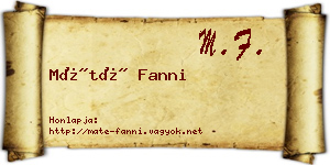 Máté Fanni névjegykártya