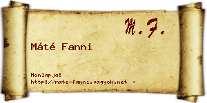 Máté Fanni névjegykártya